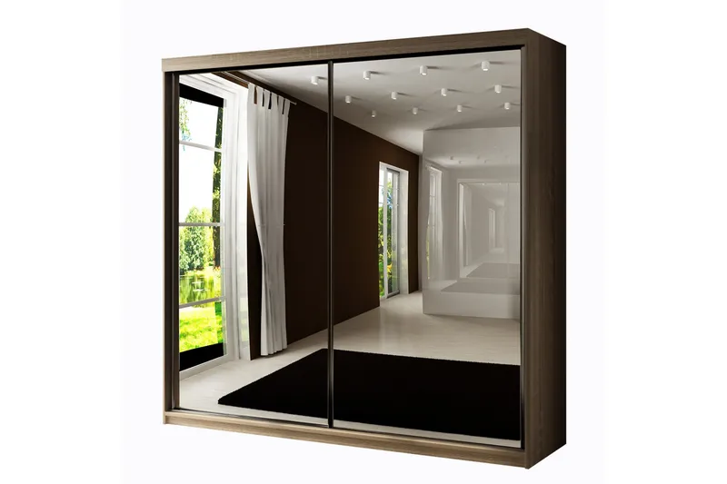 Dunkra Garderobe Med Spejl 200x200 cm, Brun