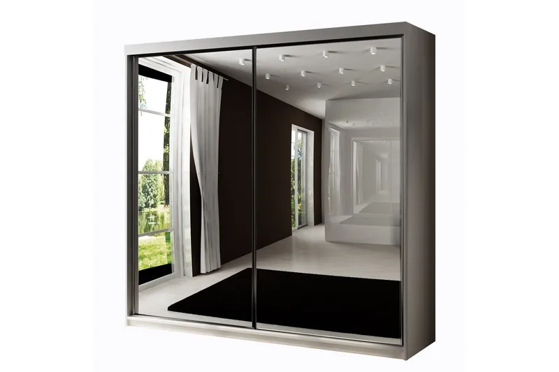 Dunkra Garderobe Med Spejl 200x200 cm, Hvid