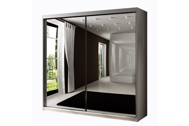 Dunkra Garderobe Med Spejl 200x200 cm - Hvid - Opbevaring - Tøjopbevaring - Garderobeskabe