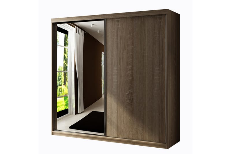 Dunkra Garderobe Med Spejl 200x200 cm - Opbevaring - Tøjopbevaring - Garderobeskabe