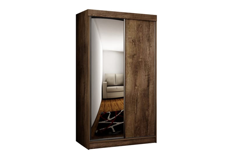 Dunkra Garderobe med Spejl LED-belysning Blå 100 cm - Mørk Ask - Opbevaring - Tøjopbevaring - Garderobeskabe