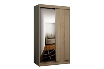 Dunkra Garderobe med Spejl LED-belysning Blå 100 cm - Sonomaeg - Opbevaring - Tøjopbevaring - Garderobeskabe