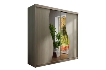 Dunkra Garderobe med Spejl LED-belysning Blå 200 cm Bue - Sonomaeg - Opbevaring - Tøjopbevaring - Garderobeskabe