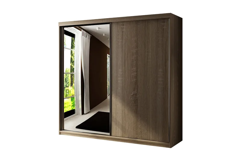 Dunkra Garderobe med Spejl LED-belysning RGB 200 cm, Sonomaeg