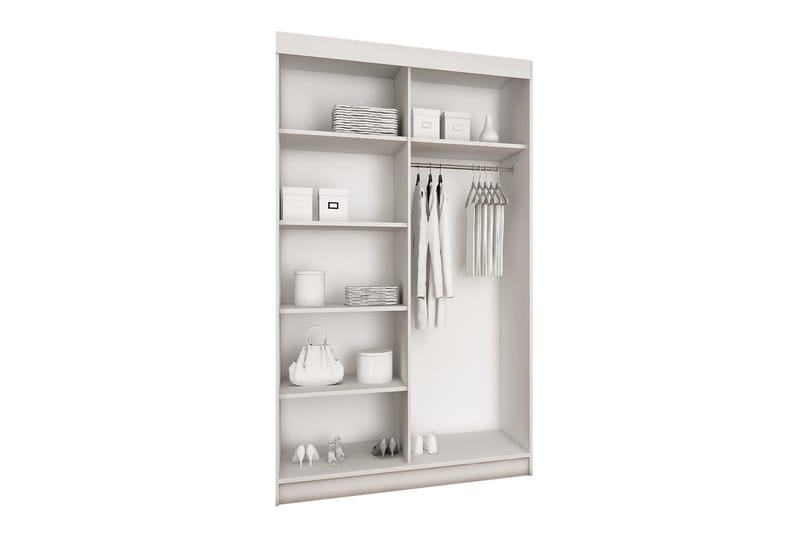 Dunkra Garderobeskab 100x200 cm i Malet Træ med Metalramme - Hvid - Opbevaring - Tøjopbevaring - Garderobeskabe