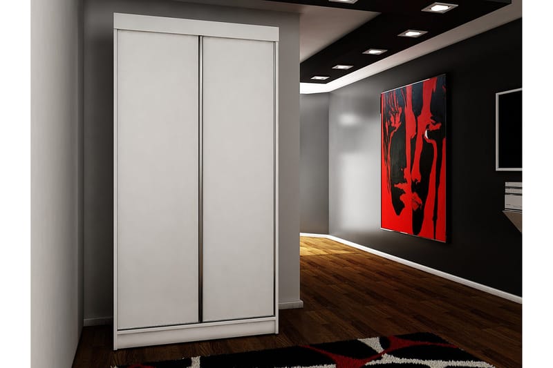 Dunkra Garderobeskab 100x200 cm i Træ - Hvid - Opbevaring - Tøjopbevaring - Garderobeskabe