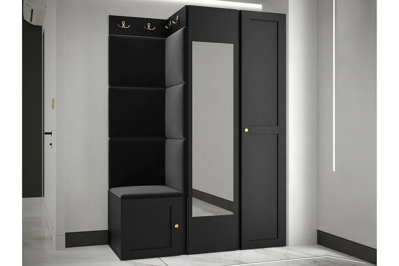 Dunvegan Garderob m. Spegel Black - Opbevaring - Tøjopbevaring - Garderobeskabe