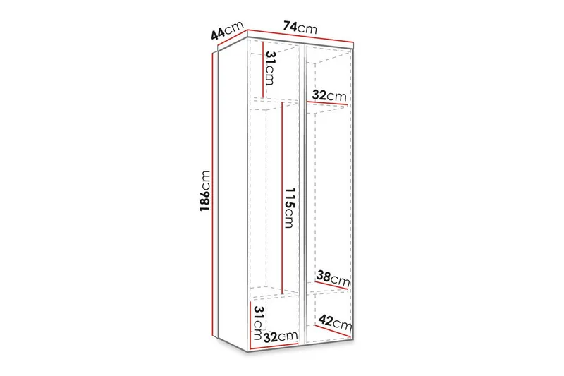 Dunvegan Garderob m. Spegel Black - Opbevaring - Tøjopbevaring - Garderobeskabe