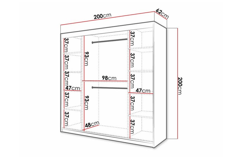 Dunvegan Garderobe med spejl - Hvid - Opbevaring - Tøjopbevaring - Garderobeskabe