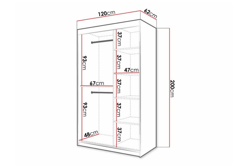 Dunvegan Garderobe med spejl - Hvid - Garderobeskabe - Garderobeskab & klædeskab