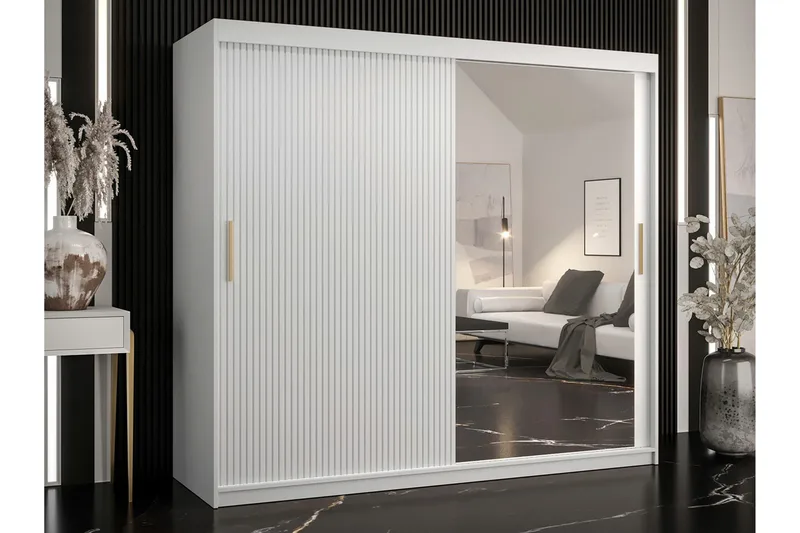 Dunvegan Garderobe med spejl - Hvid - Opbevaring - Tøjopbevaring - Garderobeskabe