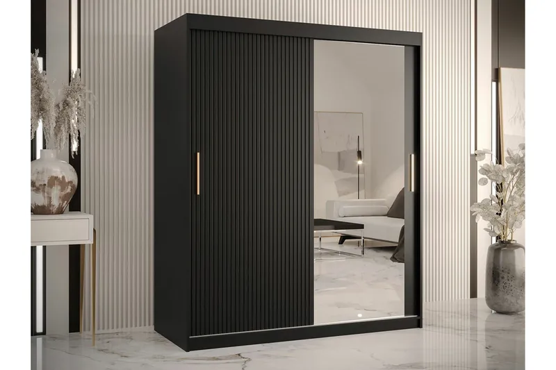 Dunvegan Garderobe med spejl - Sort - Opbevaring - Tøjopbevaring - Garderobeskabe