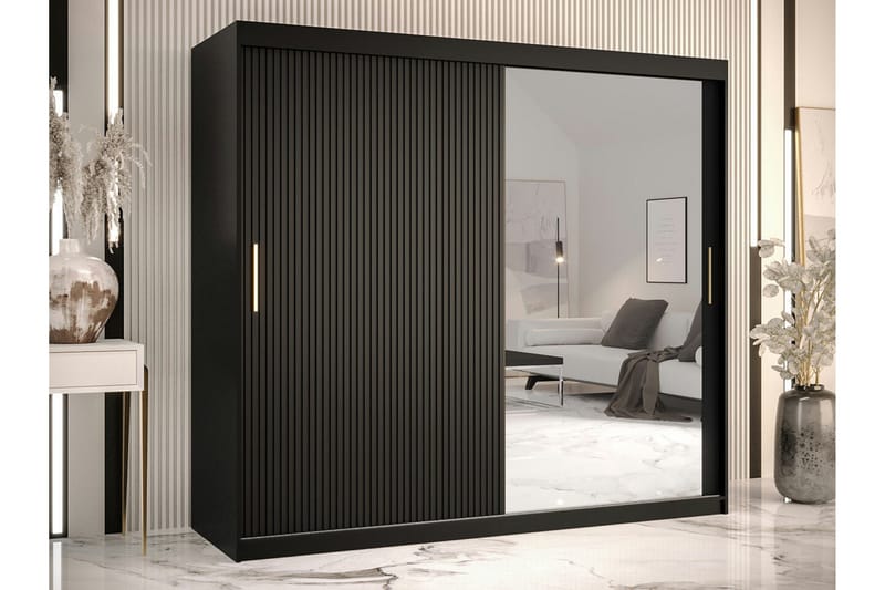 Dunvegan Garderobe med spejl - Sort - Opbevaring - Tøjopbevaring - Garderobeskabe