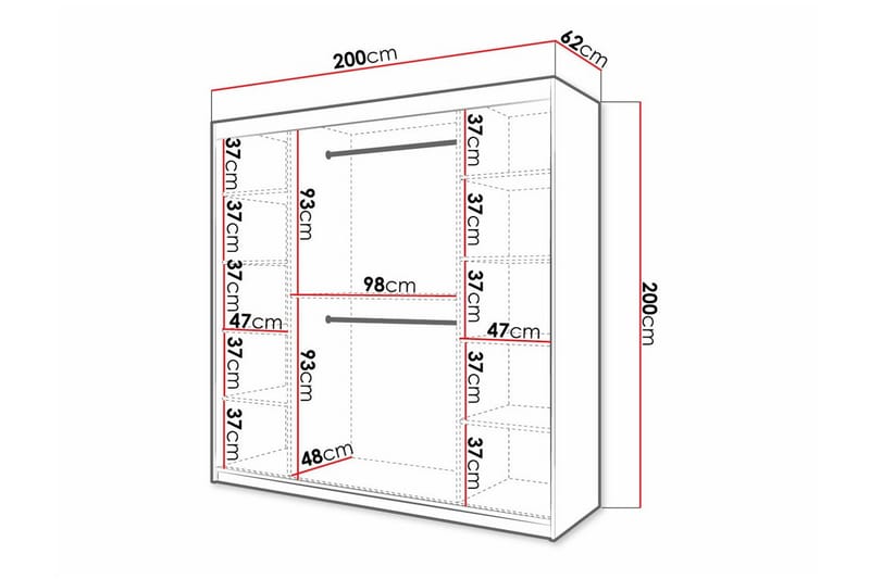 Dunvegan Garderobe med spejl - Sort - Garderobeskabe - Garderobeskab & klædeskab