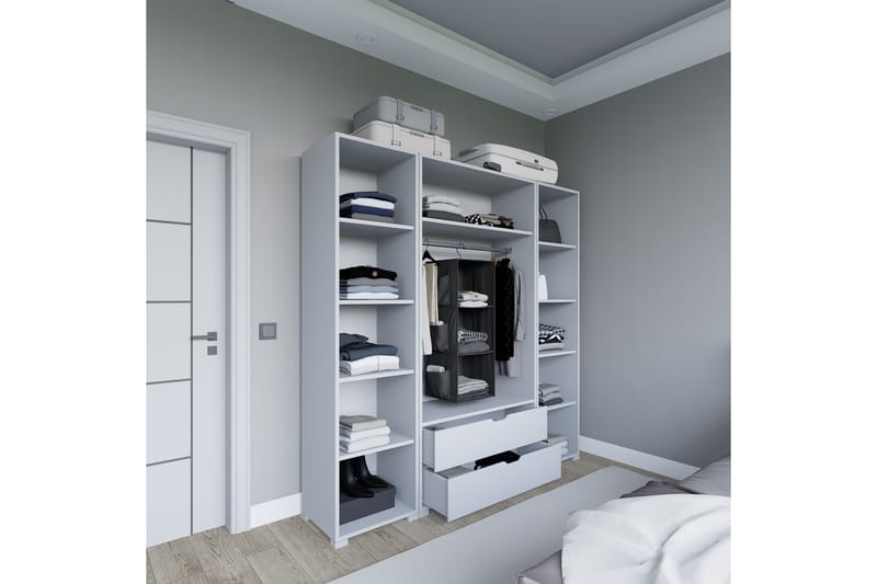 Durusu Garderob 170x183 cm - Mat hvid - Opbevaring - Tøjopbevaring - Garderobeskabe