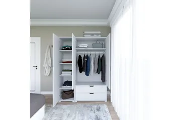 Durusu Garderobe 130x183 cm - Hvid - Opbevaring - Tøjopbevaring - Garderobeskabe