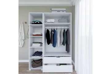 Durusu Garderobe 130x183 cm - Hvid - Opbevaring - Tøjopbevaring - Garderobeskabe