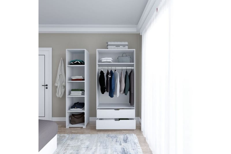 Durusu Garderobe 130x183 cm - Hvid - Opbevaring - Tøjopbevaring - Garderobeskabe