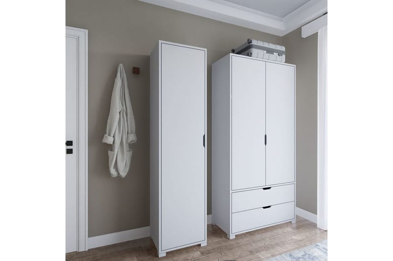 Durusu Garderobe 130x183 cm - Hvid - Opbevaring - Tøjopbevaring - Garderobeskabe