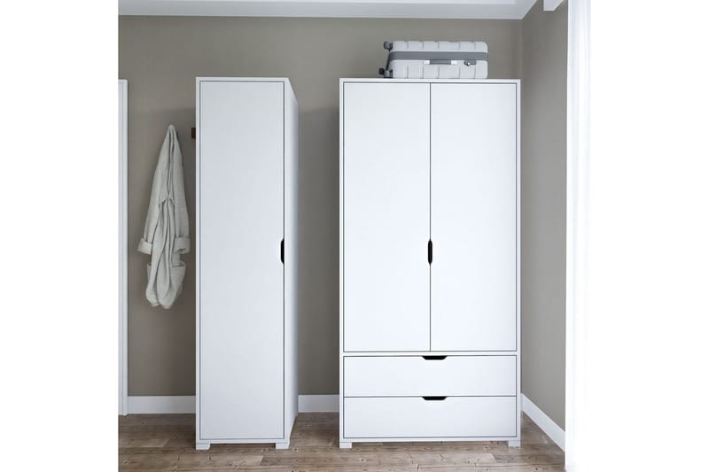 Durusu Garderobe 130x183 cm - Hvid - Opbevaring - Tøjopbevaring - Garderobeskabe