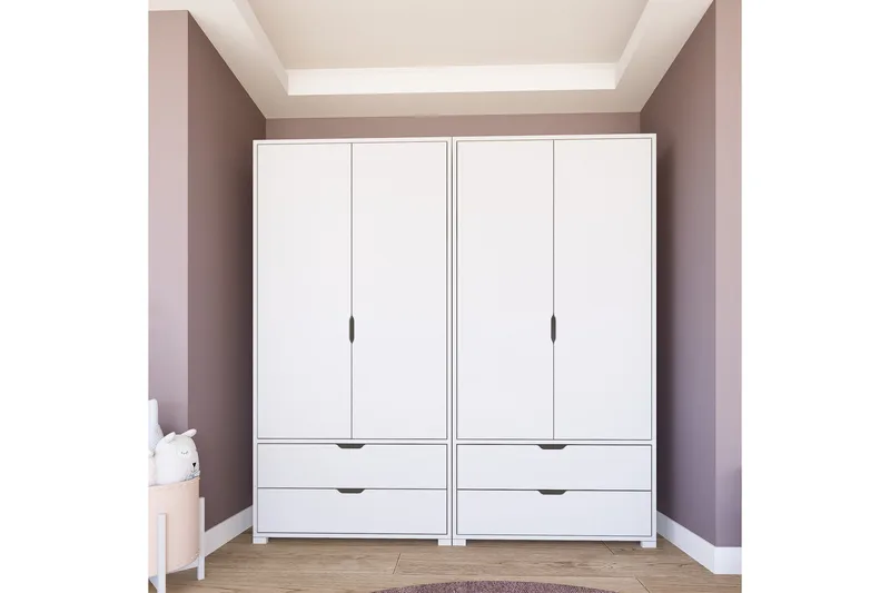 Durusu Garderobe 180x183 cm, Mat hvid