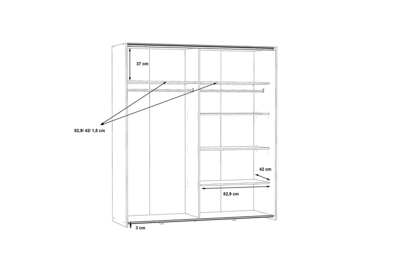 Edessa Garderobe 62x171 cm - Brun - Garderobeskabe - Garderobeskab & klædeskab