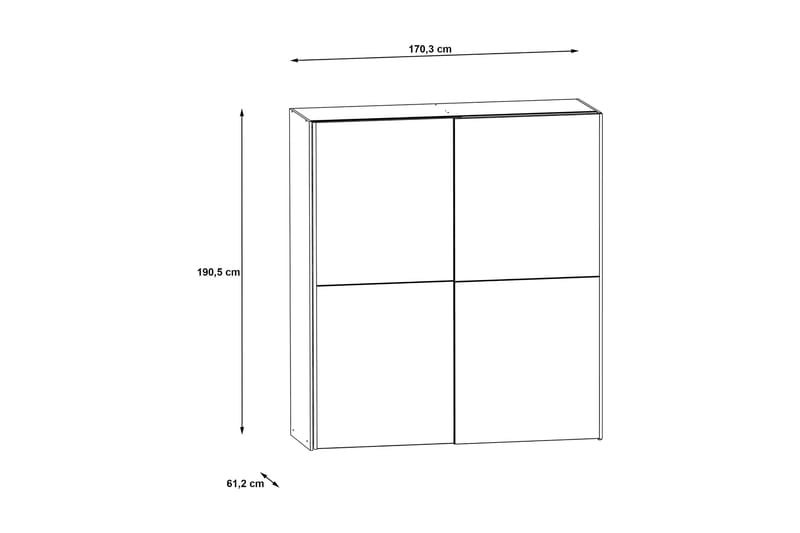 Edessa Garderobe 62x171 cm - Grå - Opbevaring - Tøjopbevaring - Garderobeskabe