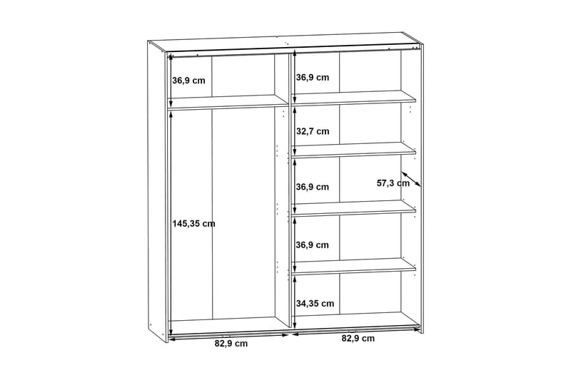 Edessa Garderobe 62x171 cm - Grå - Opbevaring - Tøjopbevaring - Garderobeskabe