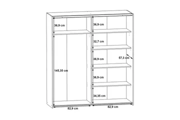 Edessa Garderobe 62x171 cm - Grå - Opbevaring - Tøjopbevaring - Garderobeskabe