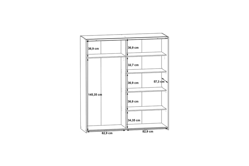 Edessa Garderobe 62x171 cm - Mørkegrå - Opbevaring - Tøjopbevaring - Garderobeskabe