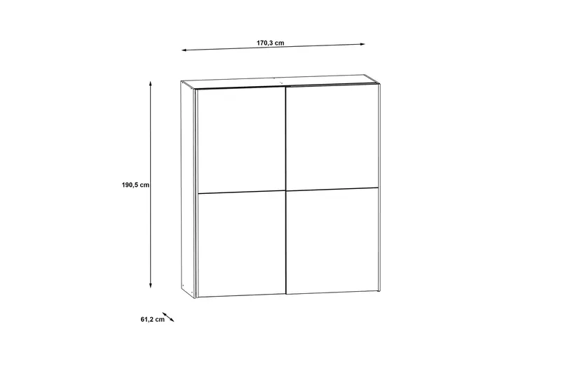 Edessa Garderobe 62x171 cm - Mørkegrå - Opbevaring - Tøjopbevaring - Garderobeskabe