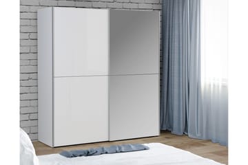Edessa Rektangulær Garderobeskab med Skydedøre 170 cm i Træ med Metalramme - Hvid - Opbevaring - Tøjopbevaring - Garderobeskabe
