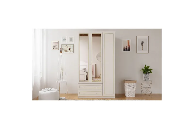 Edrinor Garderobesskåp 105x210 cm - Mat Hvid - Opbevaring - Tøjopbevaring - Garderobeskabe - Garderobeskab & klædeskab