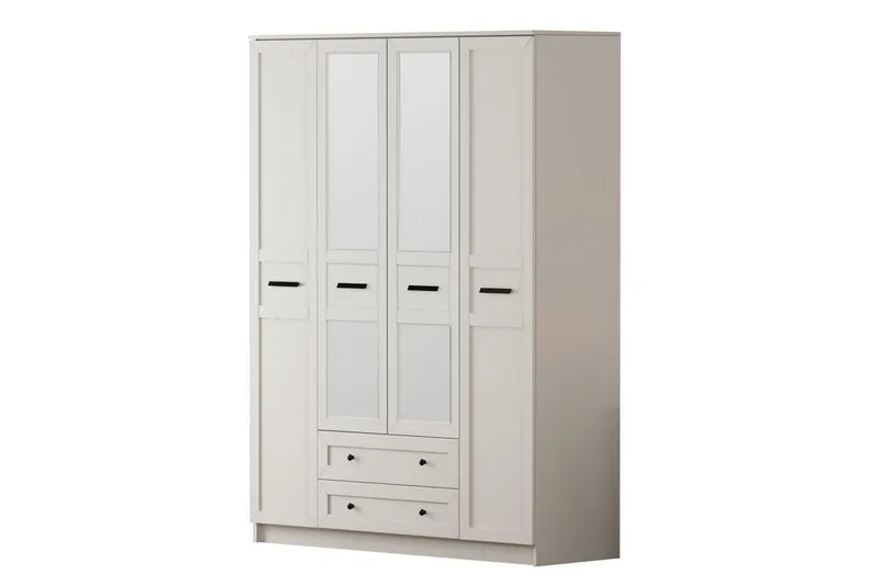 Elaro Garderobesskåp 140x184 cm - Mat Hvid - Opbevaring - Tøjopbevaring - Garderobeskabe - Garderobeskab & klædeskab