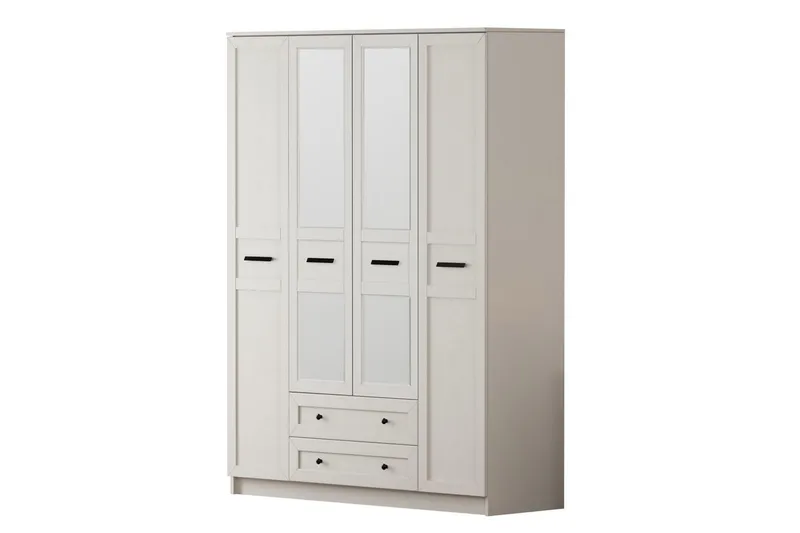 Elaro Garderobesskåp 140x184 cm - Mat Hvid - Opbevaring - Tøjopbevaring - Garderobeskabe - Garderobeskab & klædeskab