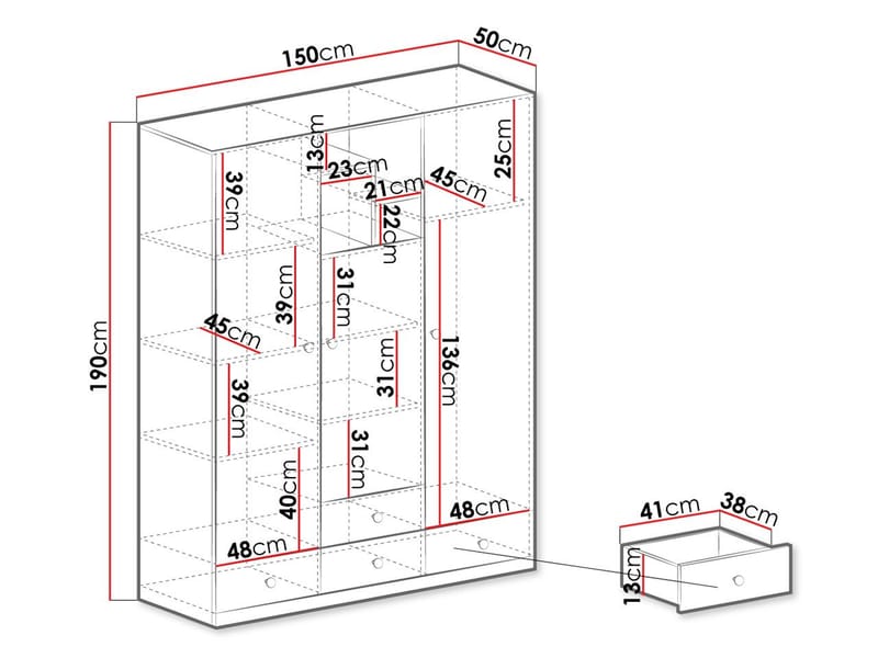 Elvaren Garderobeskab 150 cm - Opbevaring - Tøjopbevaring - Garderobeskabe