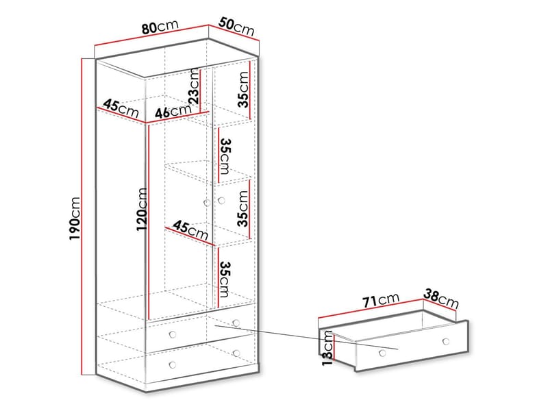 Elvaren Garderobeskab 80 cm - Opbevaring - Tøjopbevaring - Garderobeskabe