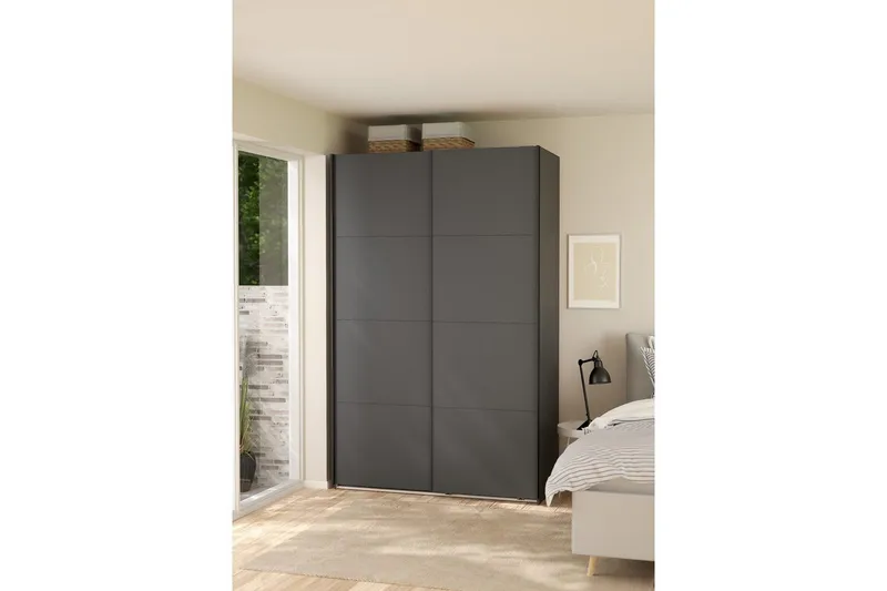 Elvos Garderobe 139x220 cm - Sort - Opbevaring - Tøjopbevaring - Garderobeskabe