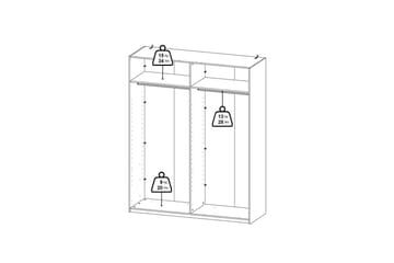 Elvos Garderobe 179x220 cm - Grå - Opbevaring - Tøjopbevaring - Garderobeskabe