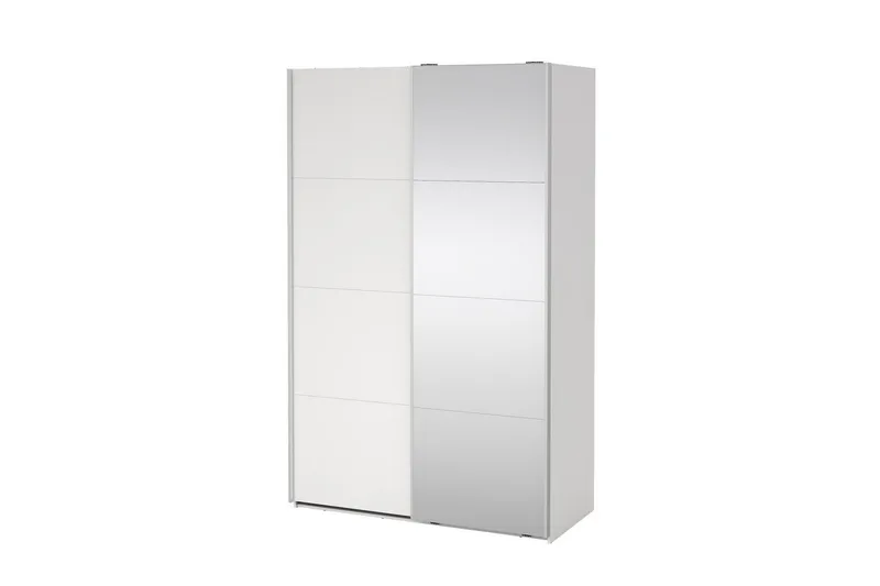 Elvos Garderobe med Spejl 139x220 cm - Hvid - Opbevaring - Tøjopbevaring - Garderobeskabe