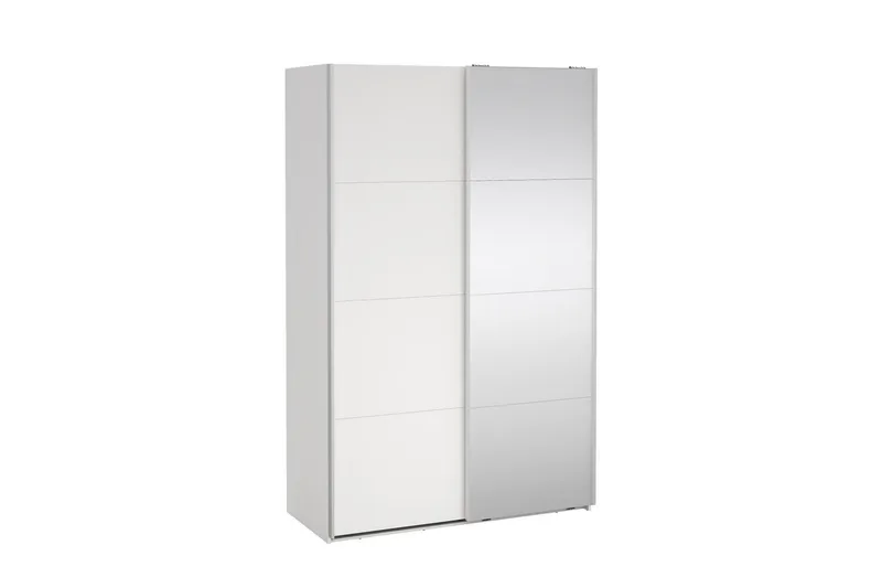 Elvos Garderobe med Spejl 139x220 cm - Hvid - Opbevaring - Tøjopbevaring - Garderobeskabe