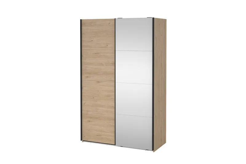 Elvos Garderobe med Spejl 139x220 cm - Natur - Opbevaring - Tøjopbevaring - Garderobeskabe