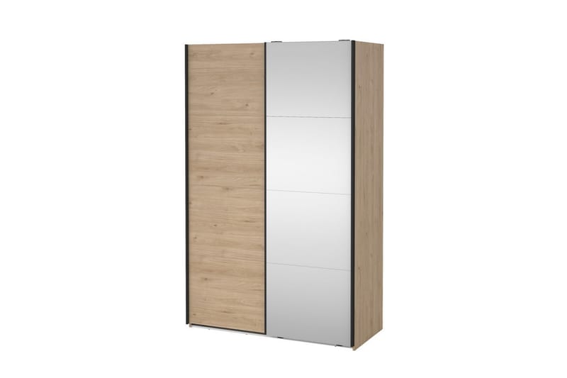 Elvos Garderobe med Spejl 139x220 cm - Natur - Opbevaring - Tøjopbevaring - Garderobeskabe