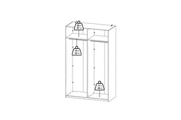 Elvos Garderobe med Spejl 139x220 cm - Sort - Opbevaring - Tøjopbevaring - Garderobeskabe