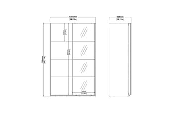 Elvos Garderobe med Spejl 139x220 cm - Sort - Opbevaring - Tøjopbevaring - Garderobeskabe