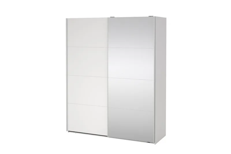 Elvos Garderobe med Spejl 179x220 cm - Hvid - Opbevaring - Tøjopbevaring - Garderobeskabe