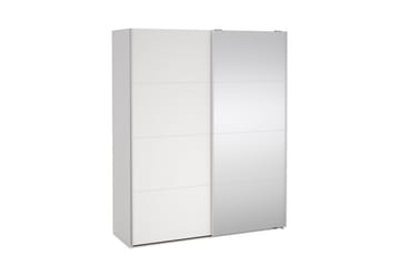 Elvos Garderobe med Spejl 179x220 cm - Hvid - Opbevaring - Tøjopbevaring - Garderobeskabe