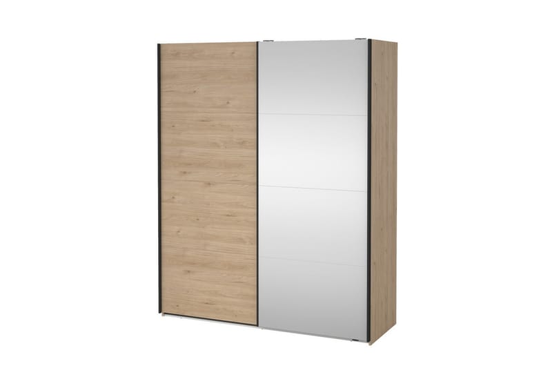 Elvos Garderobe med Spejl 179x220 cm - Natur - Opbevaring - Tøjopbevaring - Garderobeskabe