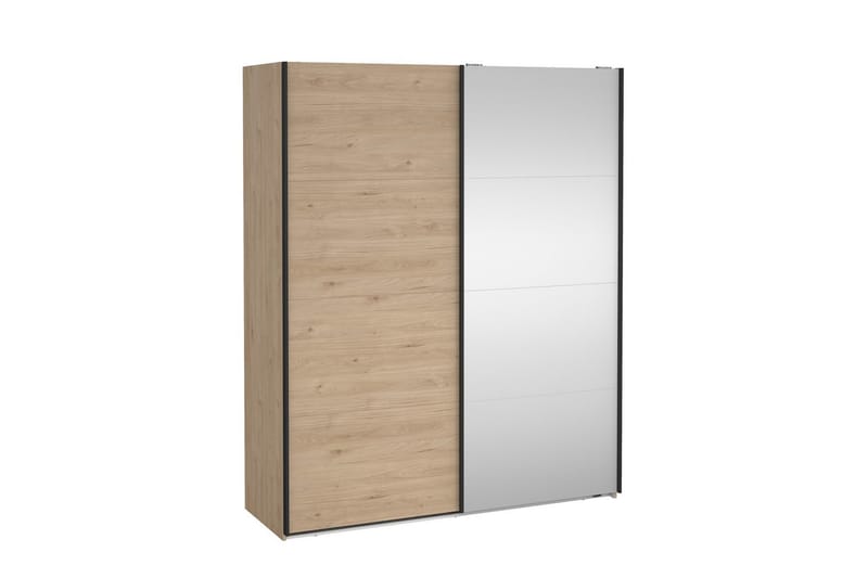 Elvos Garderobe med Spejl 179x220 cm - Natur - Opbevaring - Tøjopbevaring - Garderobeskabe