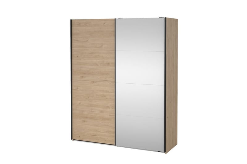 Elvos Garderobe med Spejl 179x220 cm - Natur - Opbevaring - Tøjopbevaring - Garderobeskabe
